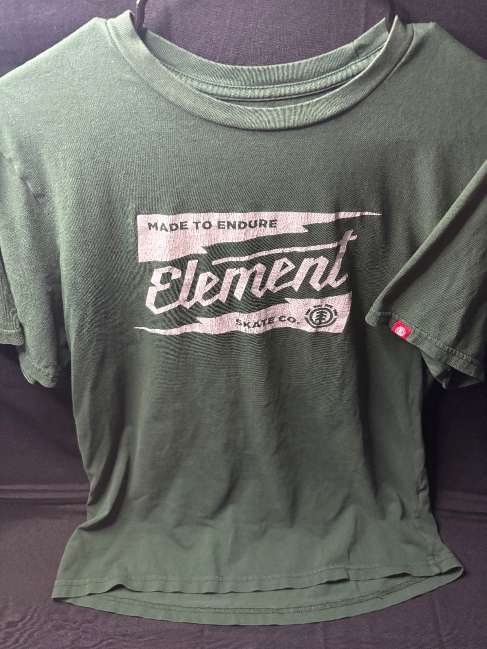 Element Men’s Medium Made To Endure Skate Co Graphic T Shirt Green Skate Tee.